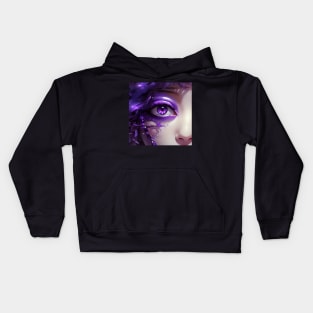 Closeup of a purple eye Kids Hoodie